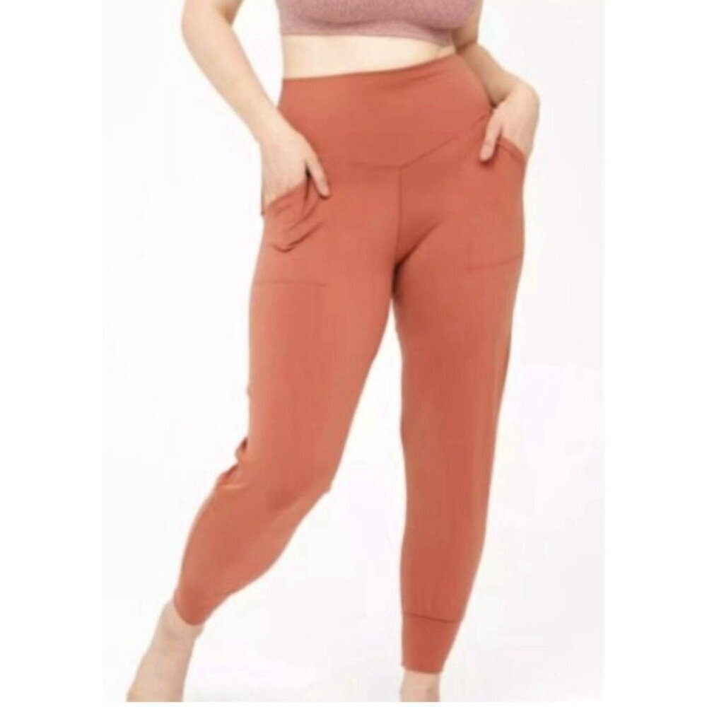 Offline By Aerie Real Me Jogger Medium Terracotta Pocket High Rise Fold Over